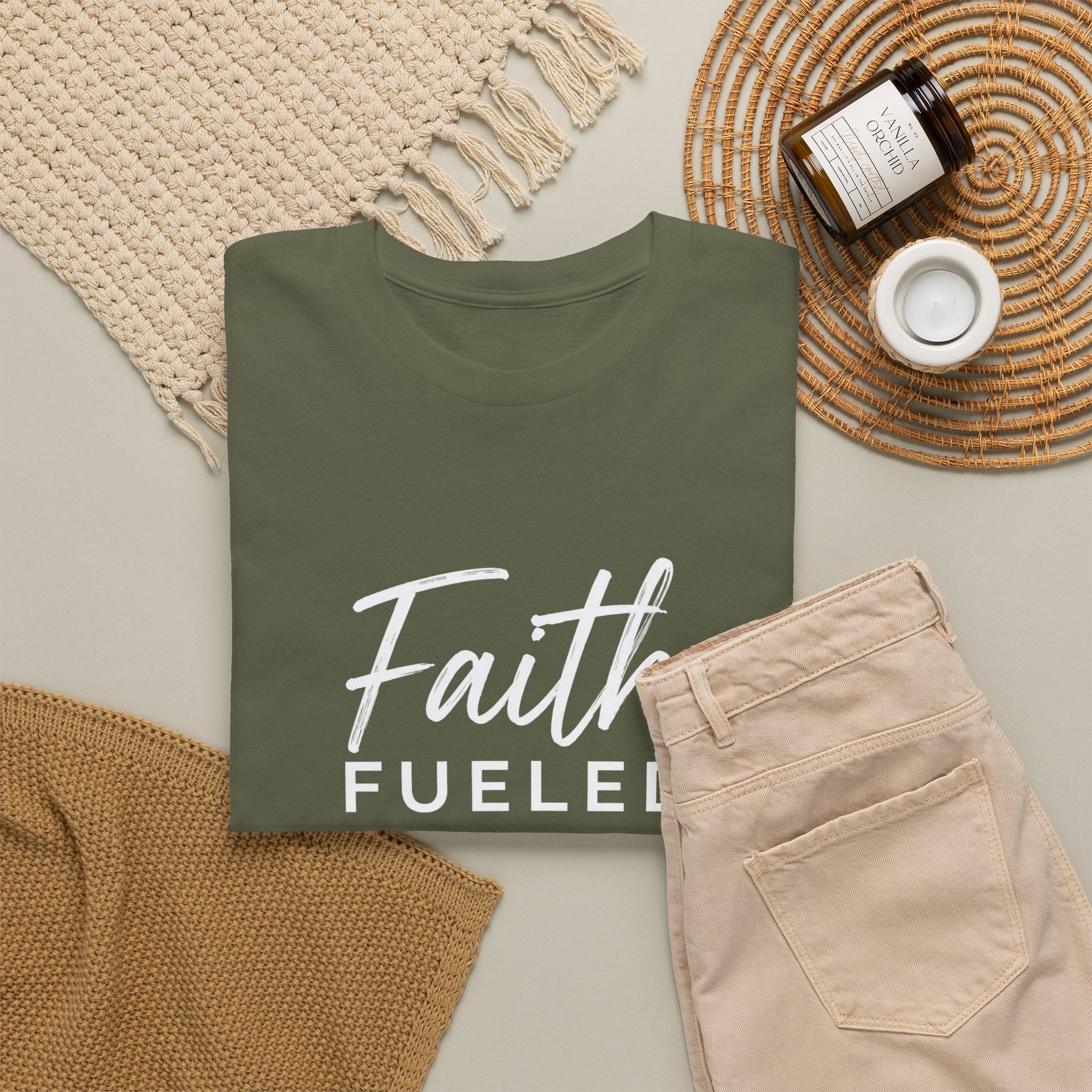 Grit and Faith T-Shirt — Faith Fueled Tee with Cross
