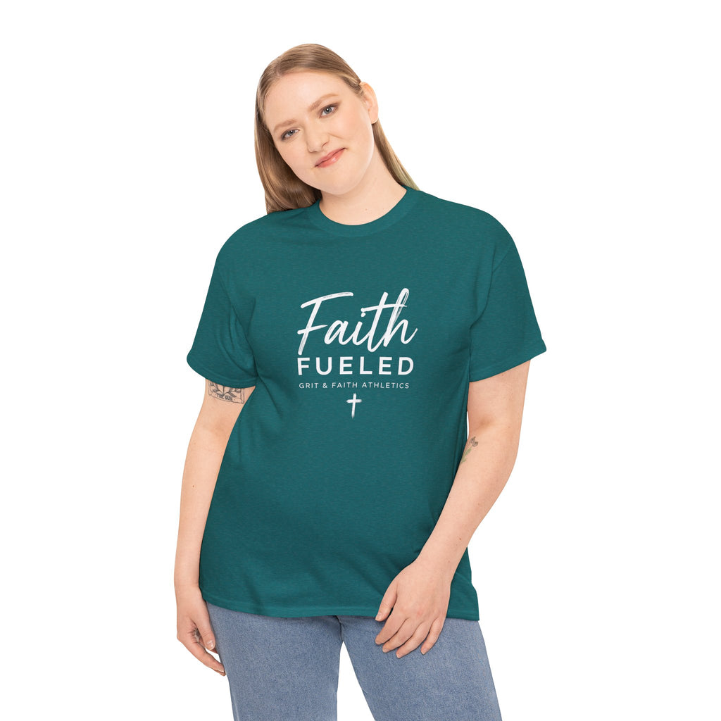 Grit and Faith T-Shirt — Faith Fueled Tee with Cross