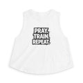 Grit and Grace Crop Top — "Pray. Train. Repeat." Fitness Tank