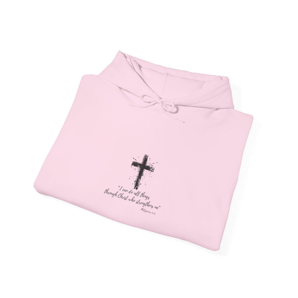 Grit & Faith Cross Hoodie - I Can do All Things Through Christ Comfortable Pullover