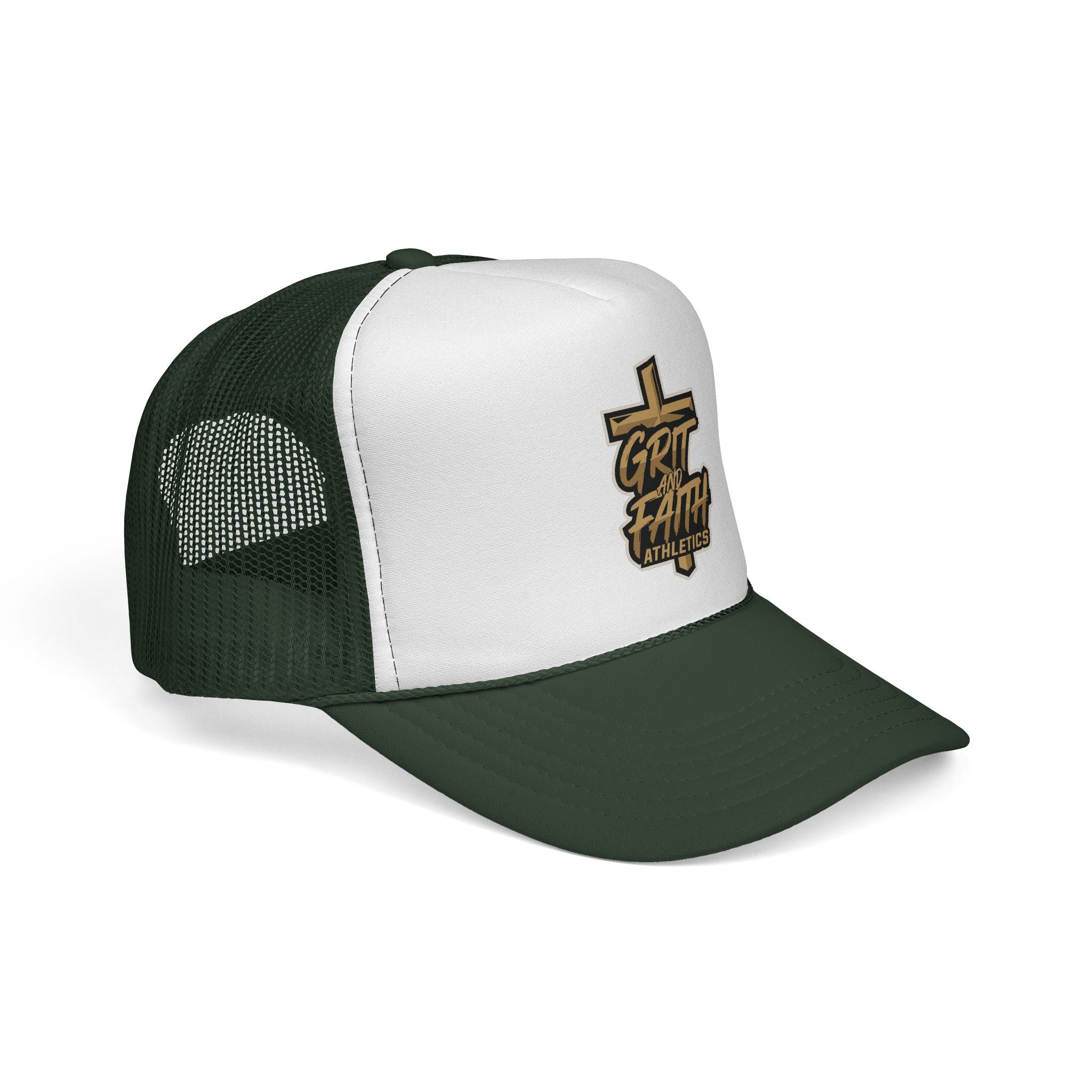 Grit & Faith Trucker Cap – Cross Logo Mesh Hat