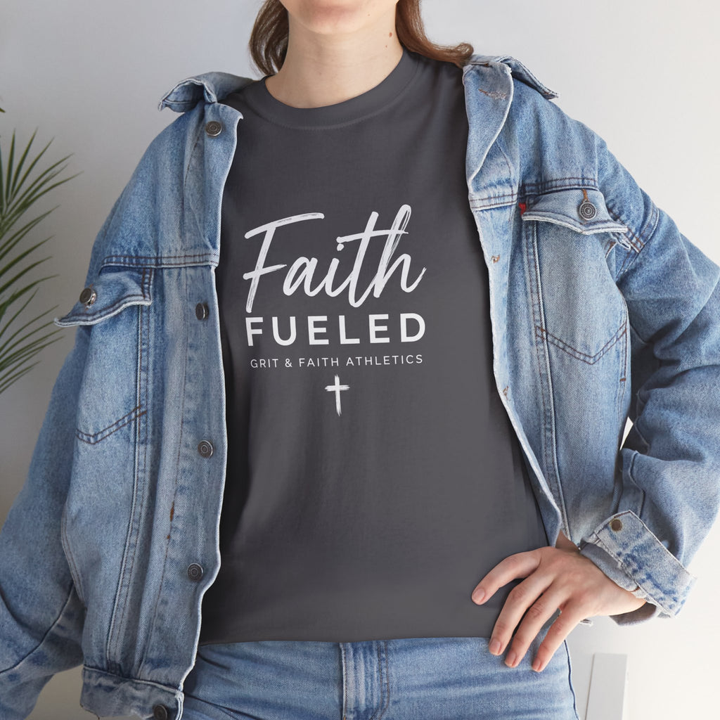 Grit and Faith T-Shirt — Faith Fueled Tee with Cross