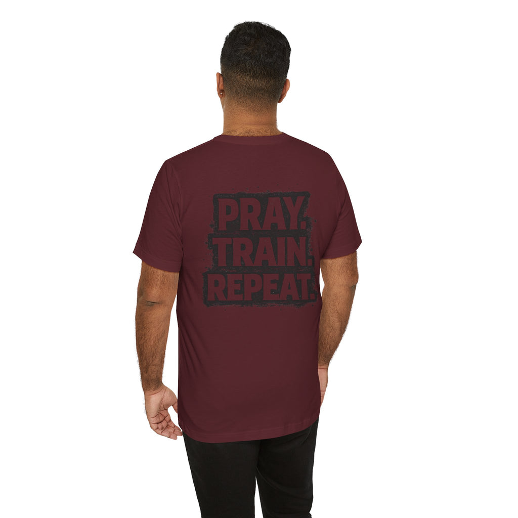 Grit and Faith T-Shirt — Pray. Train. Repeat. Faith & Fitness Tee