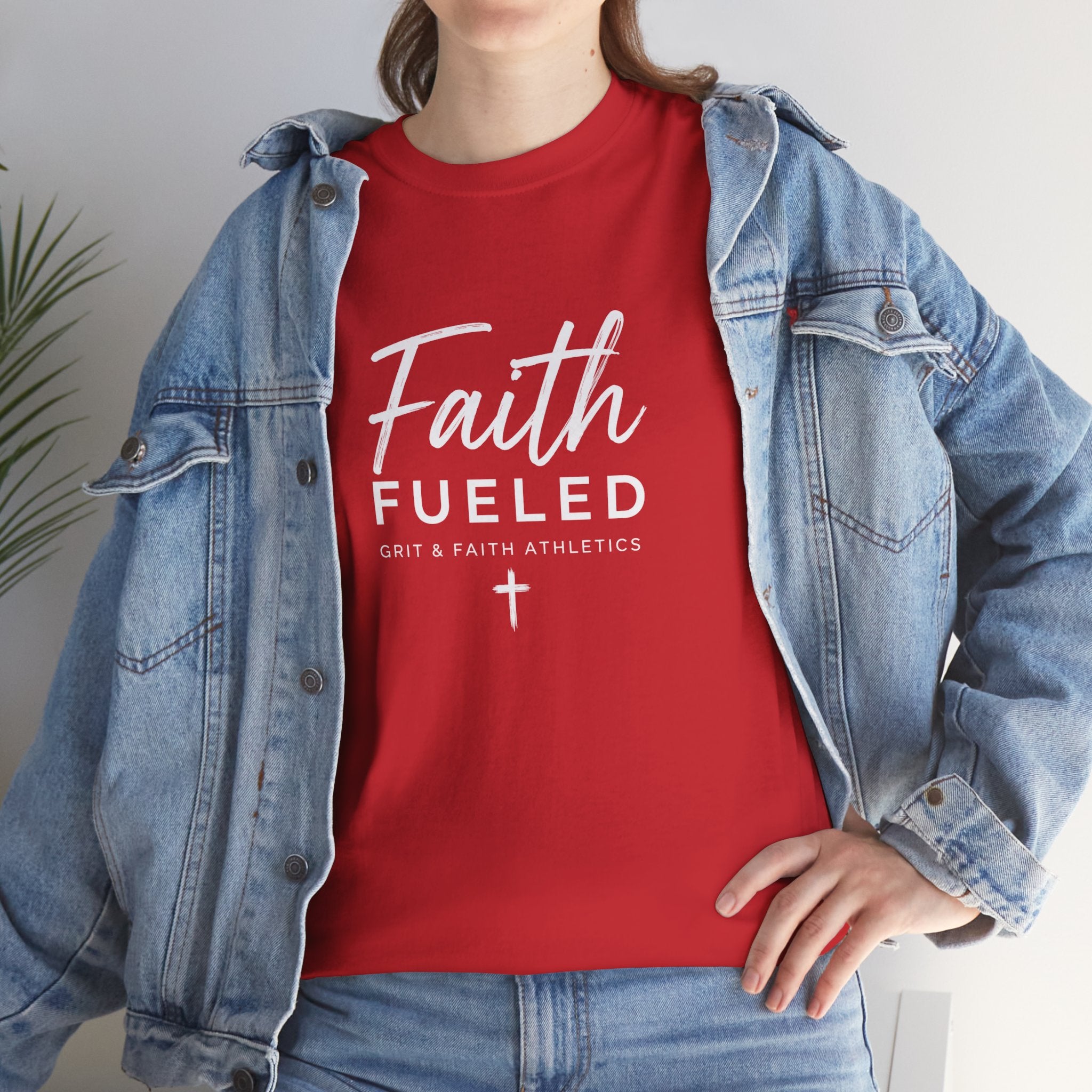 Grit and Faith T-Shirt — Faith Fueled Tee with Cross