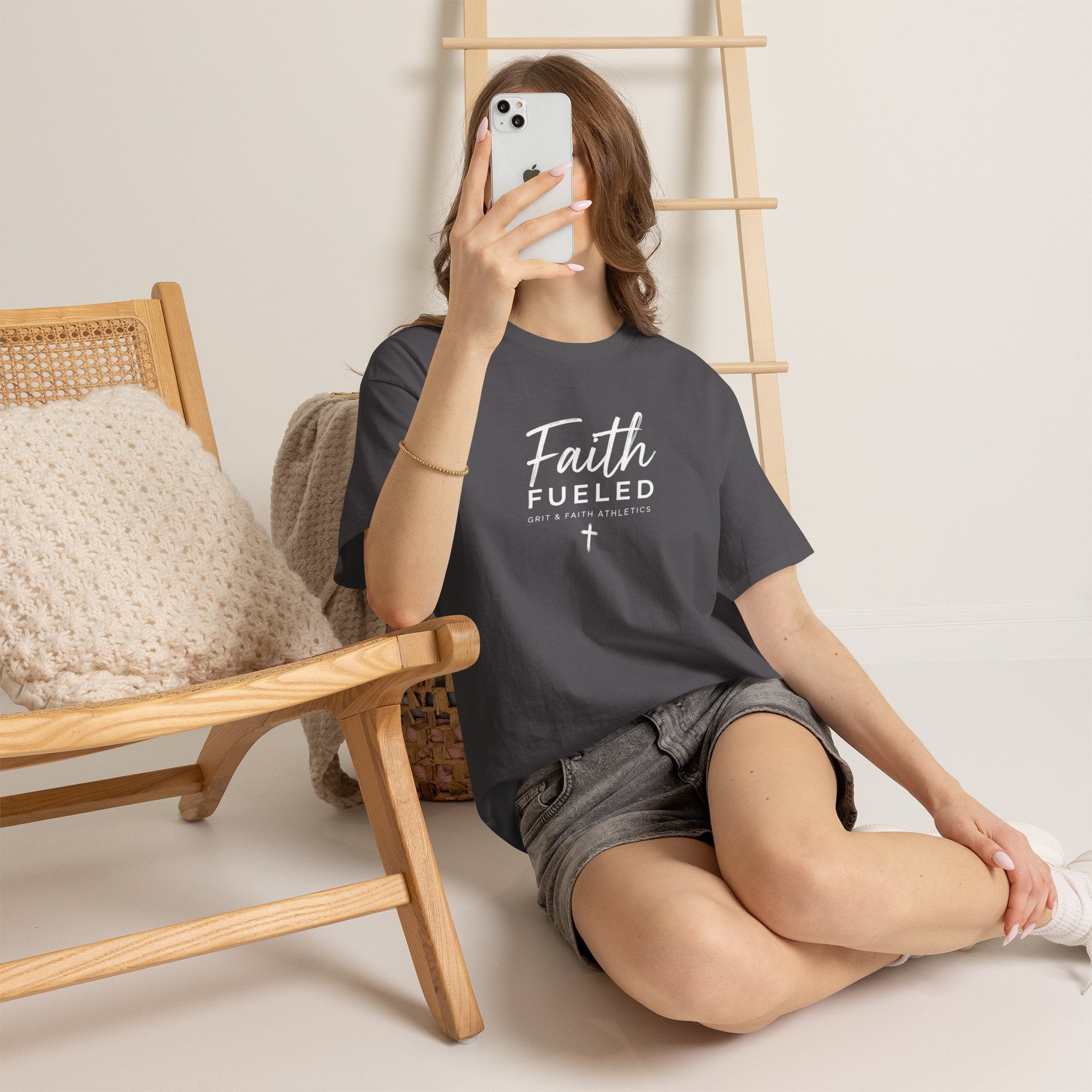 Grit and Faith T-Shirt — Faith Fueled Tee with Cross
