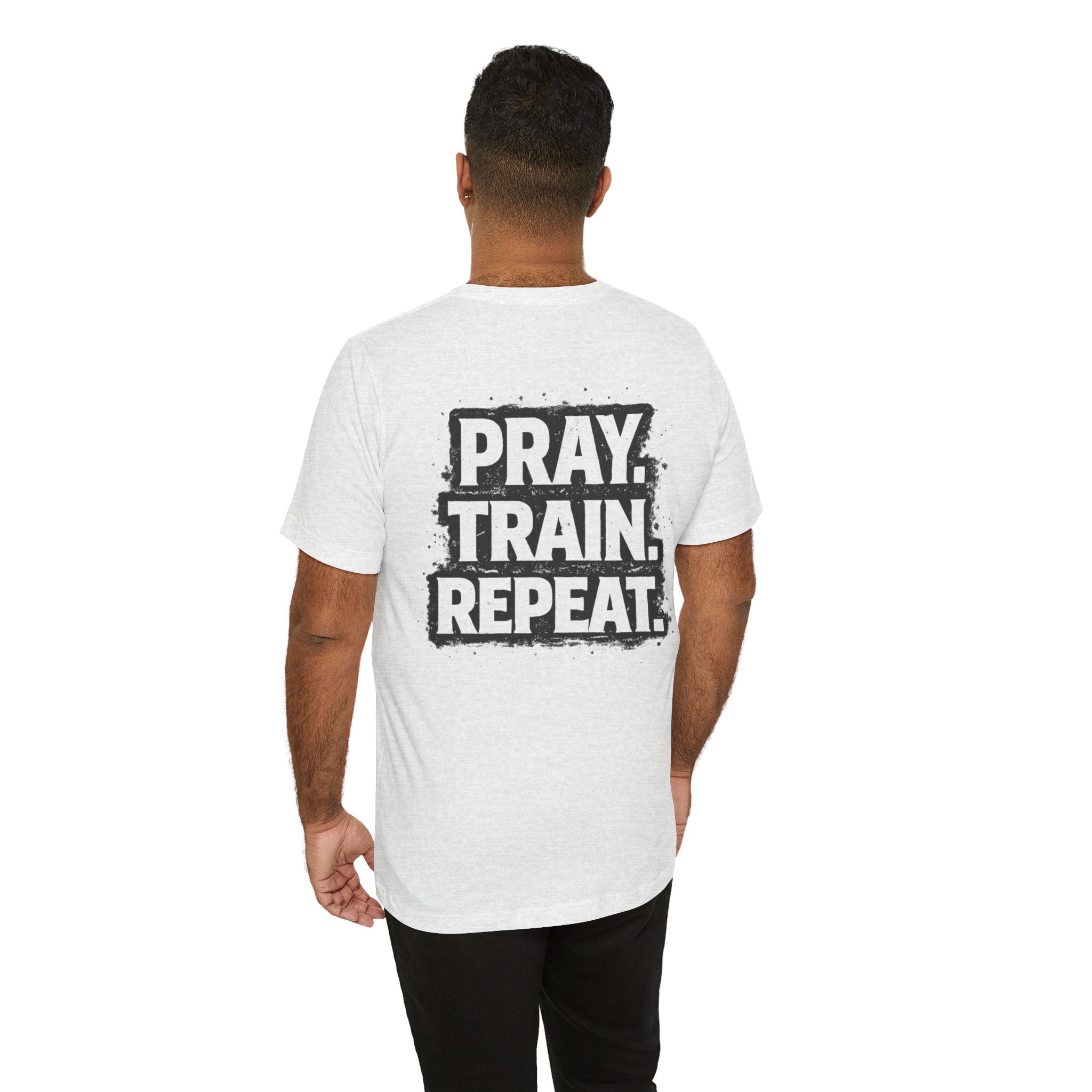 Grit and Faith T-Shirt — Pray. Train. Repeat. Faith & Fitness Tee