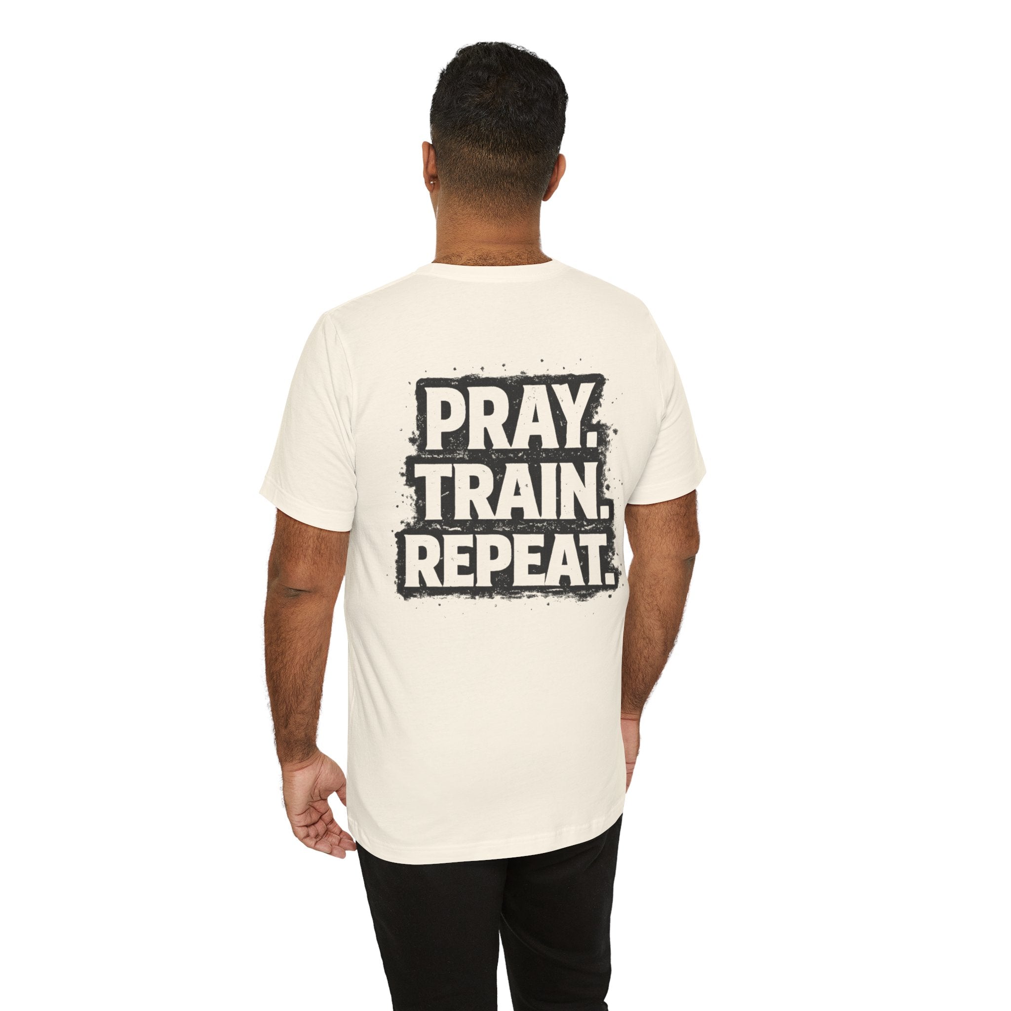 Grit and Faith T-Shirt — Pray. Train. Repeat. Faith & Fitness Tee