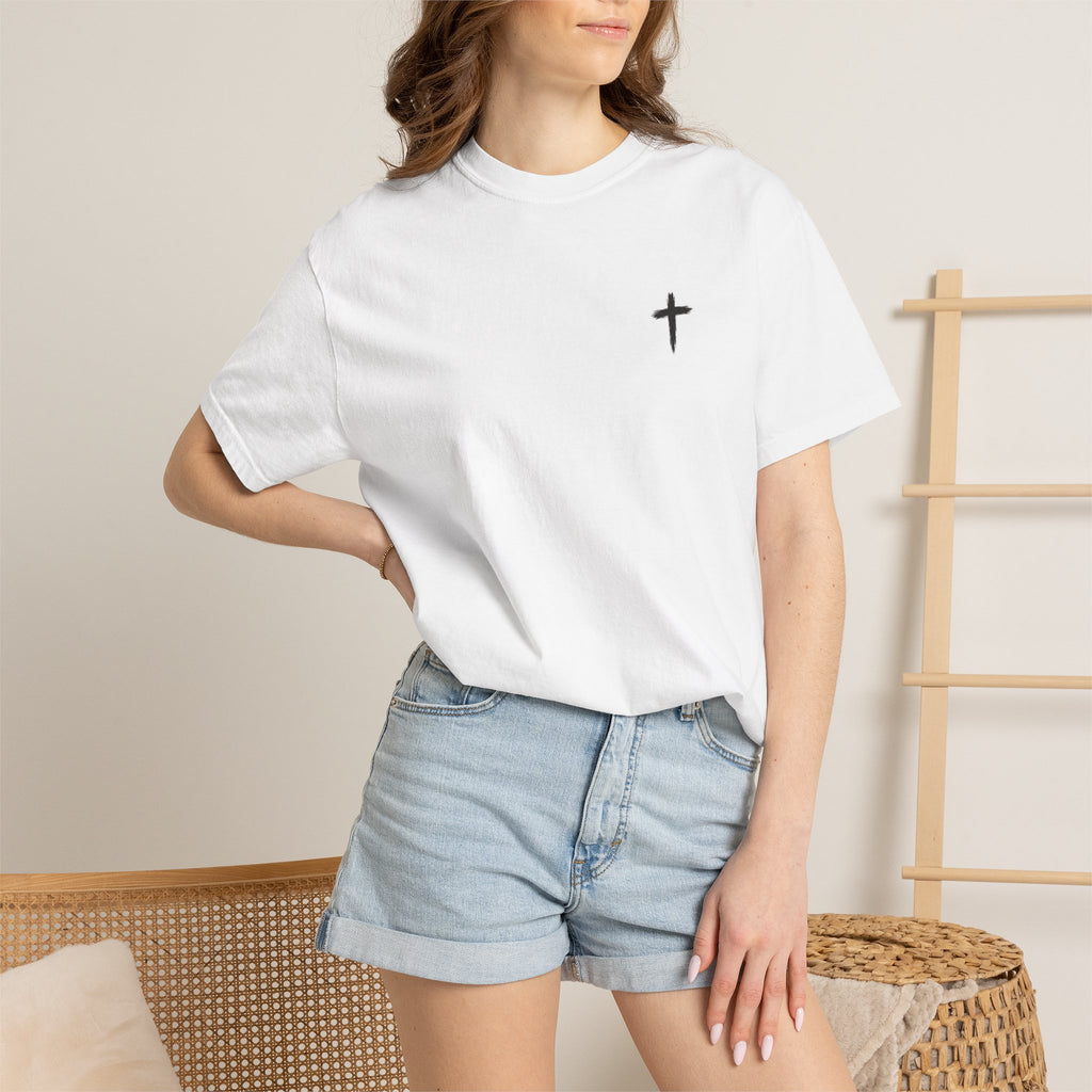 Grit and Faith Athletics T‑Shirt — Cross Chest Logo, Back Script Athletic Tee