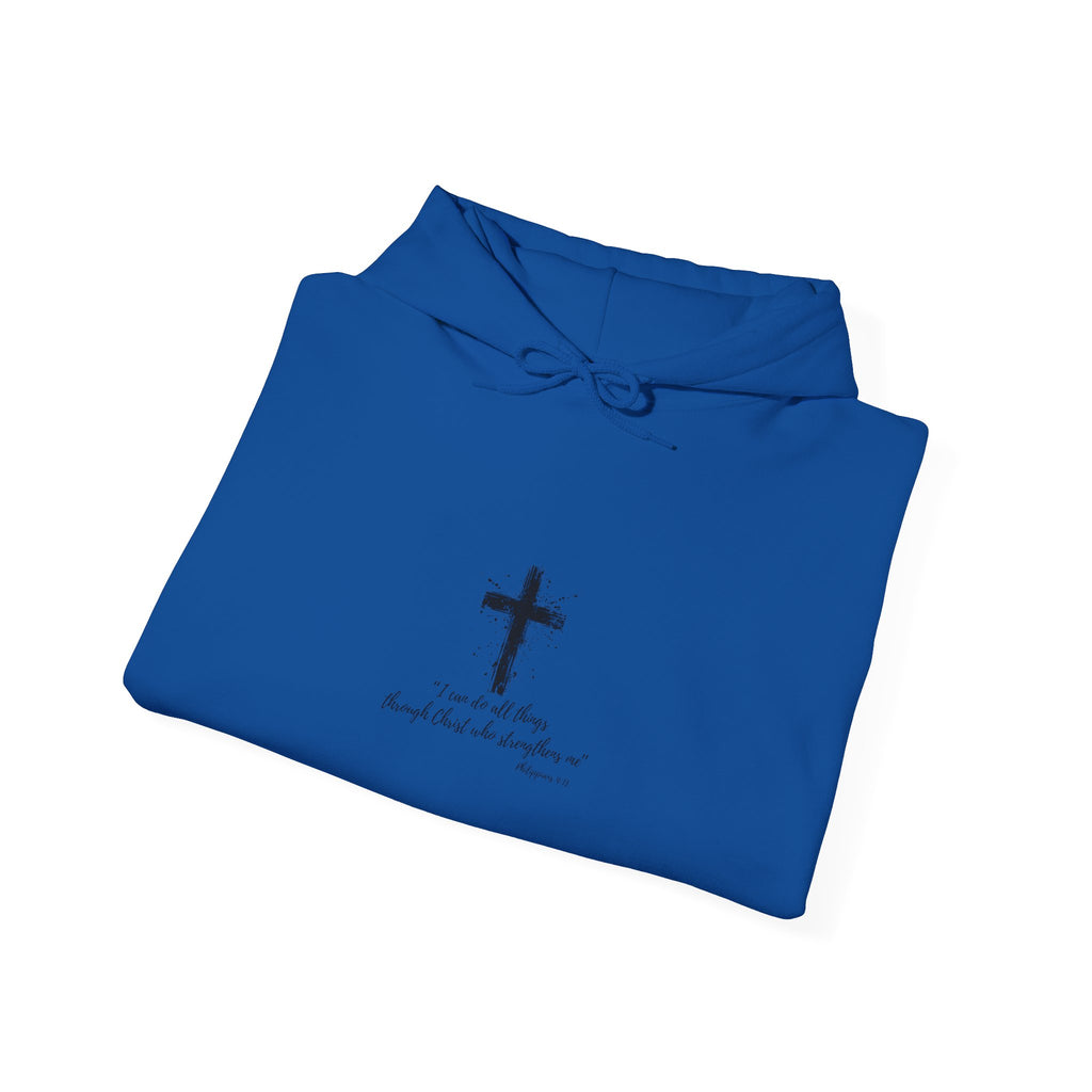Grit & Faith Cross Hoodie - I Can do All Things Through Christ Comfortable Pullover