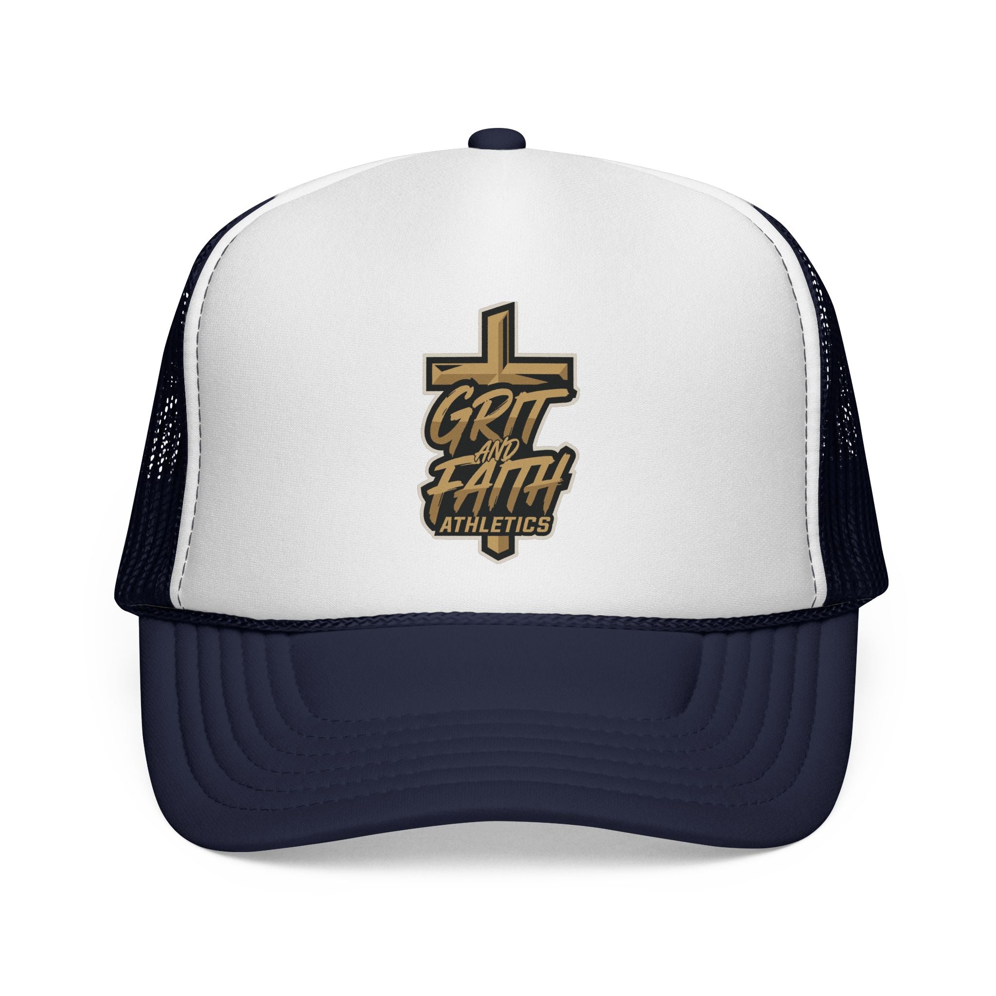 Grit & Faith Trucker Cap – Cross Logo Mesh Hat