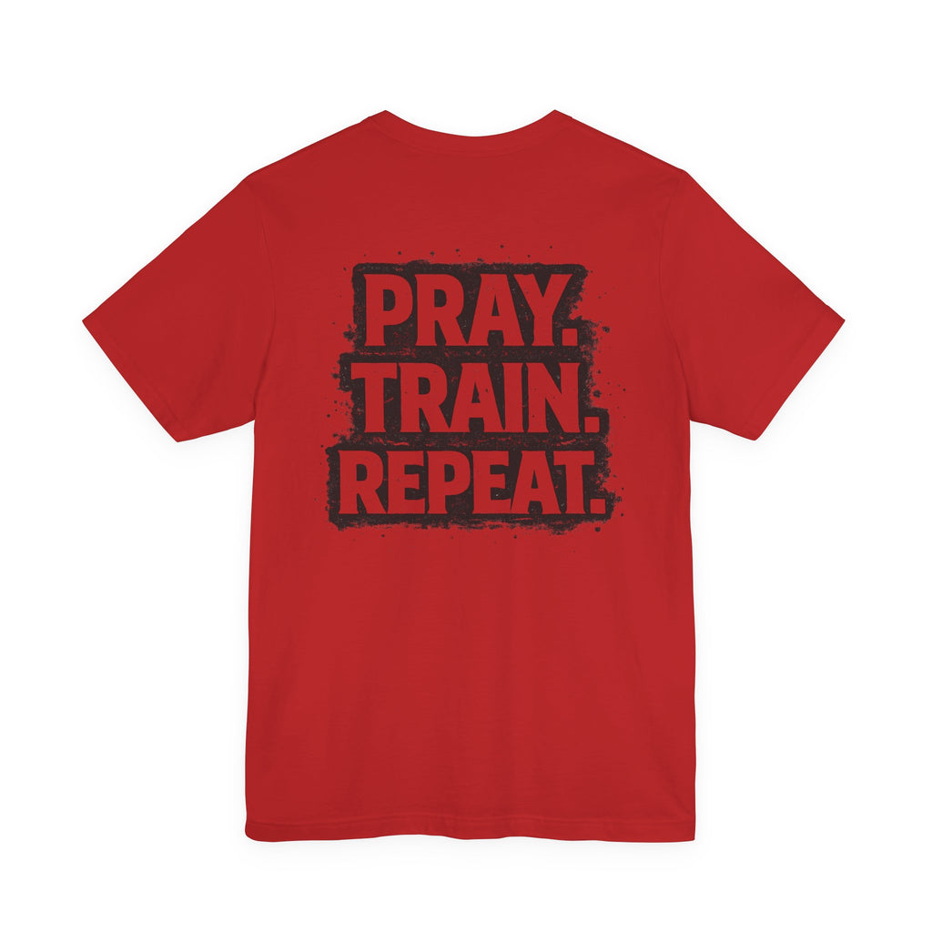 Grit and Faith T-Shirt — Pray. Train. Repeat. Faith & Fitness Tee