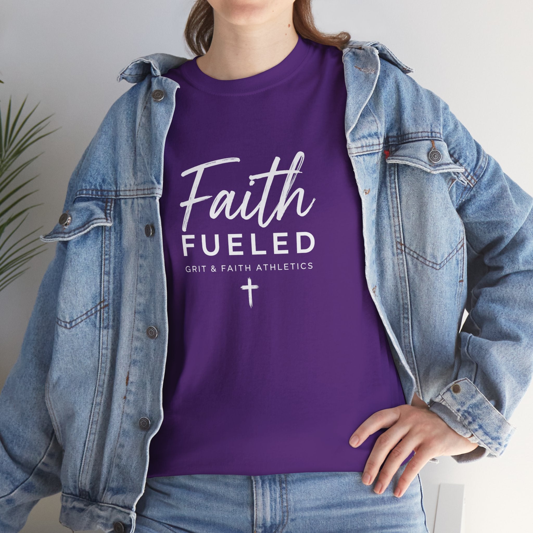 Grit and Faith T-Shirt — Faith Fueled Tee with Cross