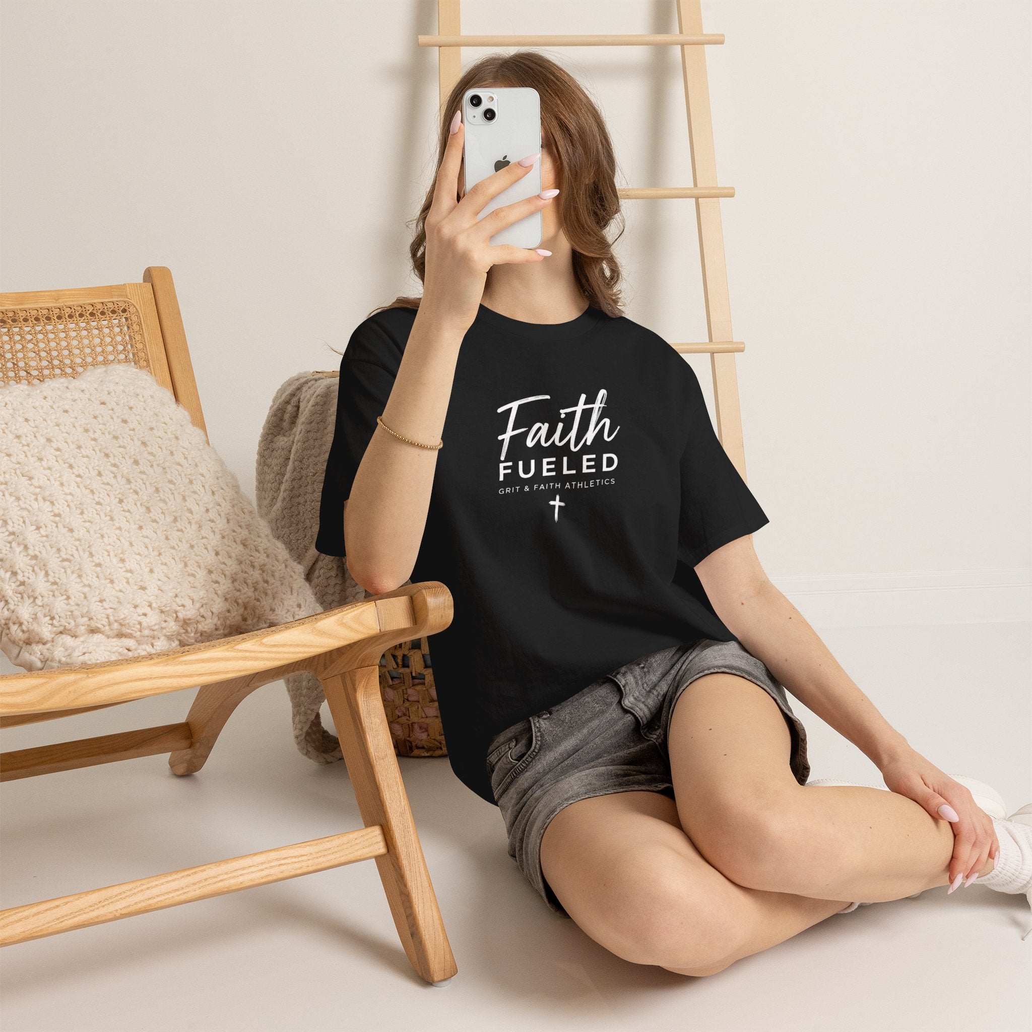 Grit and Faith T-Shirt — Faith Fueled Tee with Cross