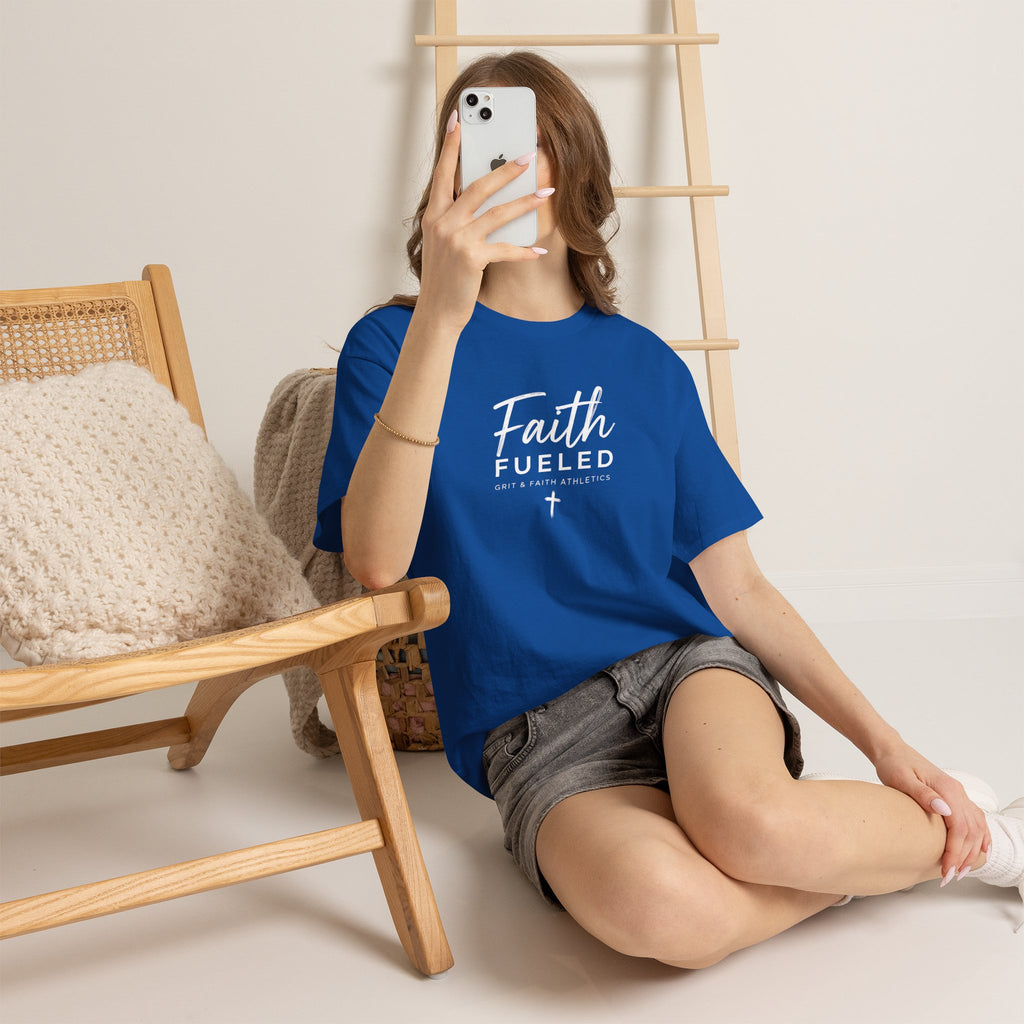 Grit and Faith T-Shirt — Faith Fueled Tee with Cross